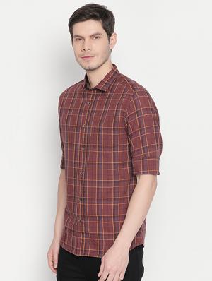 brown checkered casual shirt - 16750538 - Standard Image - 2