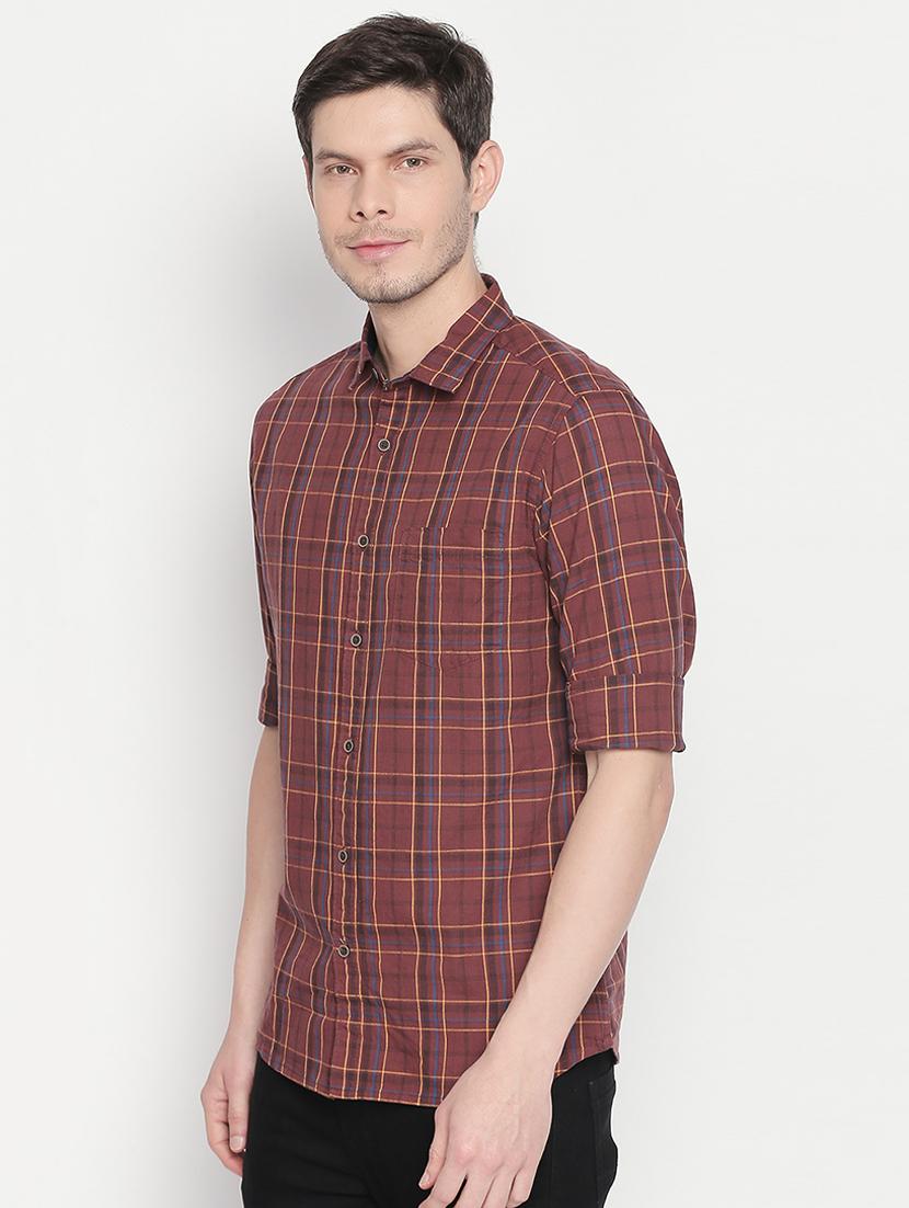 brown checkered casual shirt - 16750538 - Zoom Image - 2
