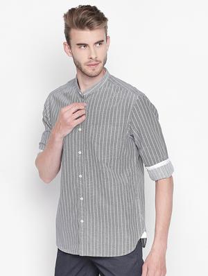 grey striped casual shirt - 16750542 - Standard Image - 2