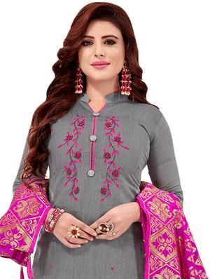 embroidered unstitched suit - 16750552 - Standard Image - 2
