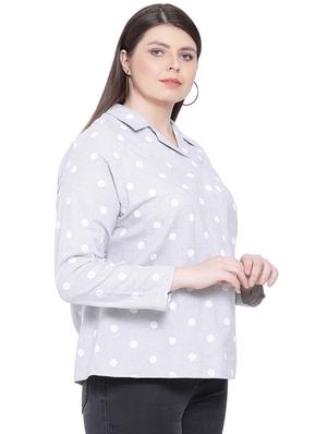 shirt collar polka dot top - 16750960 - Standard Image - 2