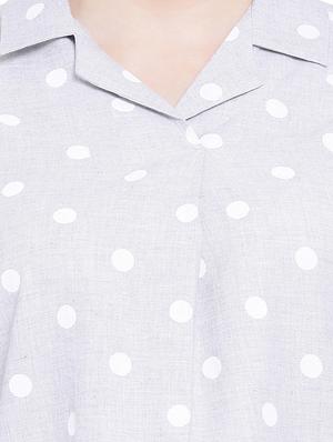 shirt collar polka dot top - 16750960 - Standard Image - 5