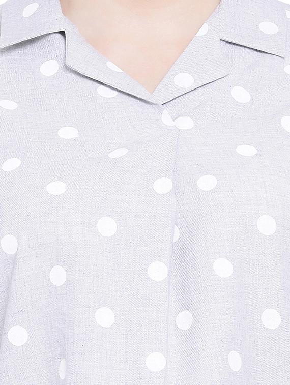 shirt collar polka dot top - 16750960 - Zoom Image - 5