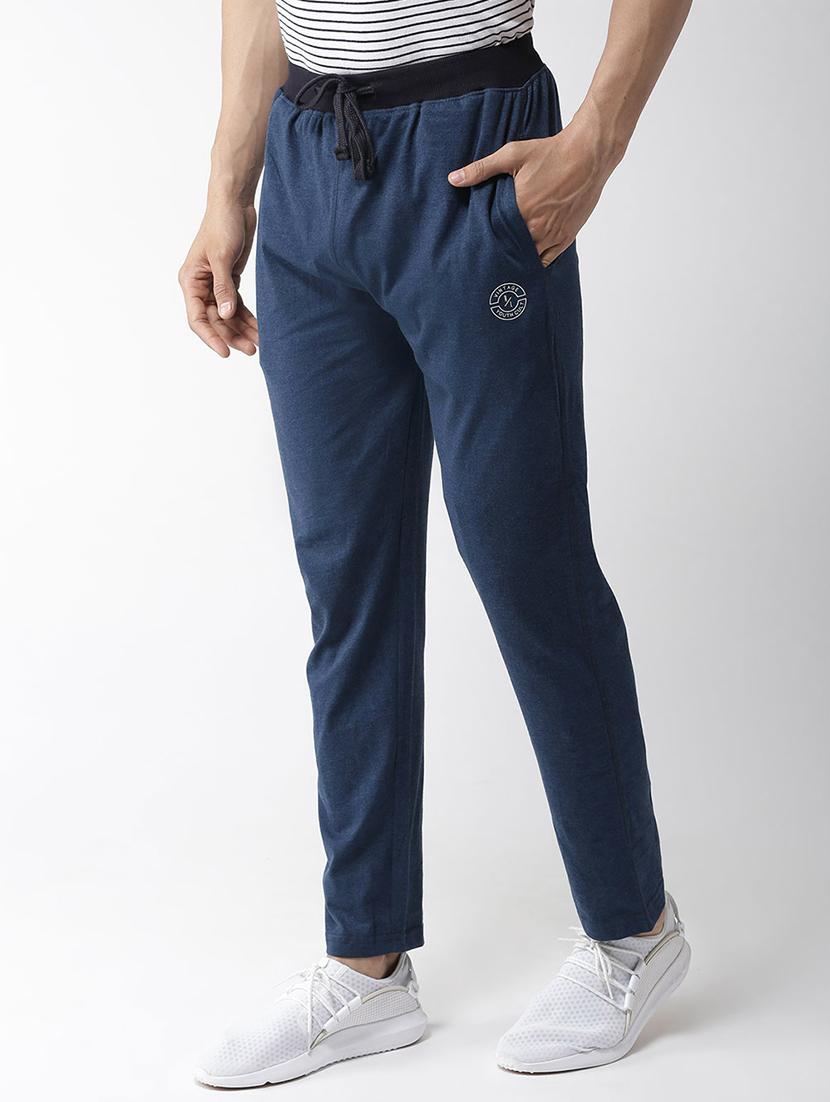 blue solid full length track pant - 16751213 - Zoom Image - 2