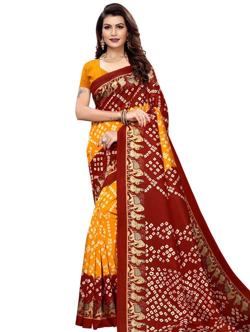 floral printed saree with blouse - 16754464 - Standard Image - 1