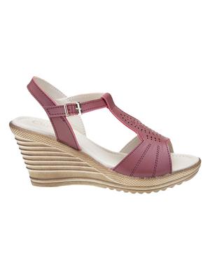 maroon back strap wedges - 16755538 - Standard Image - 2