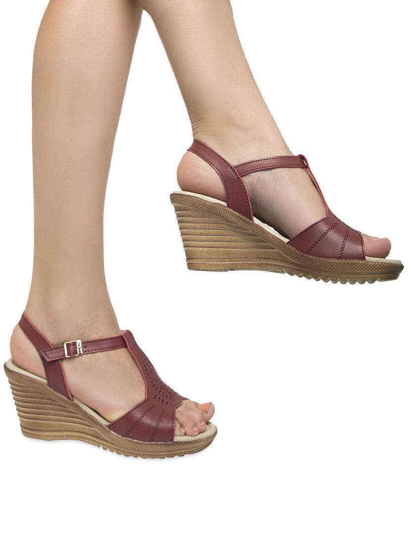 maroon back strap wedges - 16755538 - Zoom Image - 5