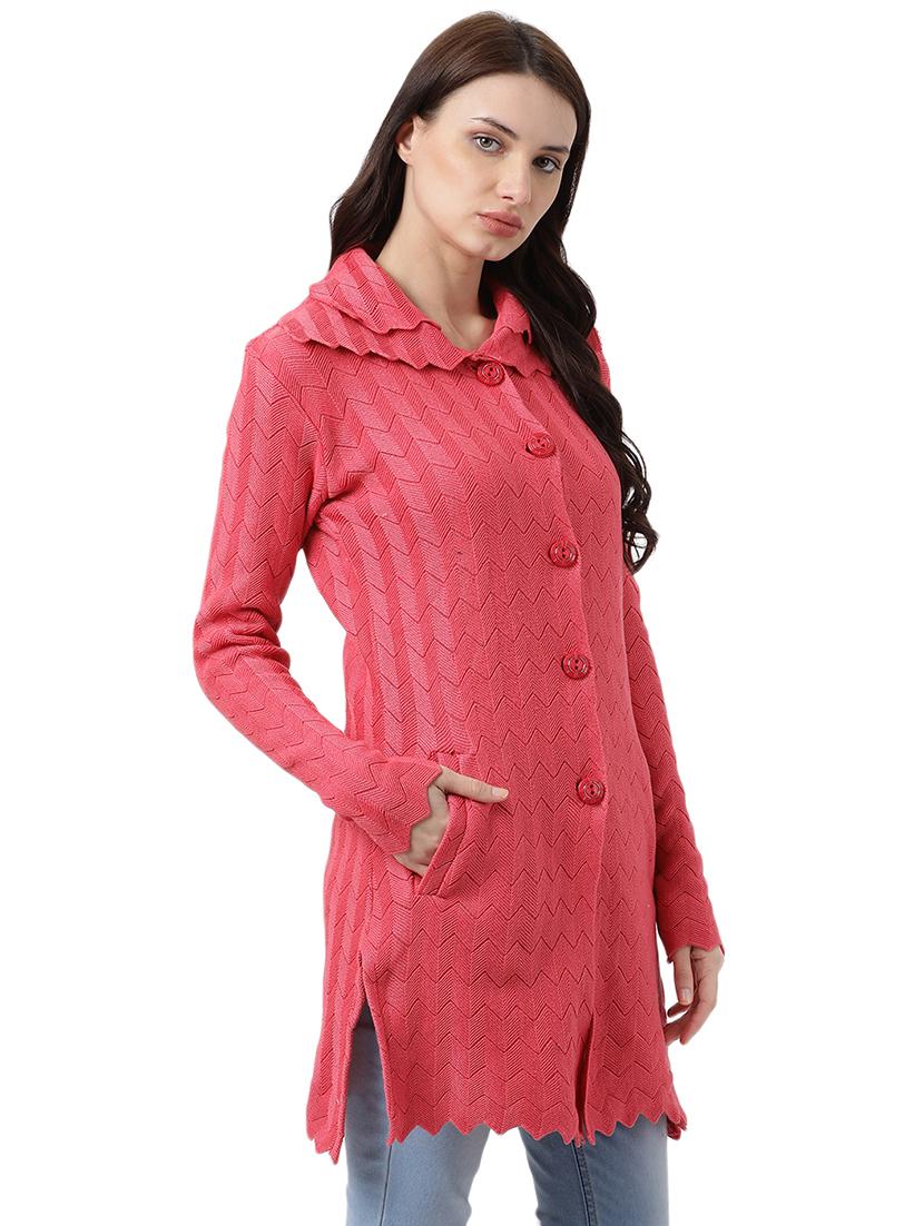 shirt collar chevron cardigan - 16756136 - Zoom Image - 2