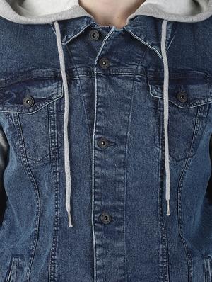 blue color block denim jacket - 16756803 - Standard Image - 5