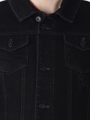 black solid denim jacket - 16756824 - Standard Image - 5
