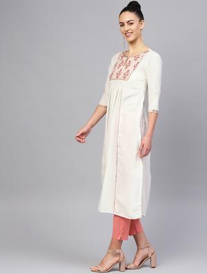 floral yoke a-line kurta - 16757135 - Standard Image - 2