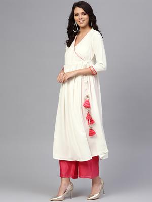 solid angrakha a-line kurta - 16757136 - Standard Image - 2