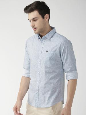 light blue printed casual shirt - 16759902 - Standard Image - 2