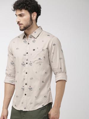 beige printed casual shirt - 16759913 - Standard Image - 2