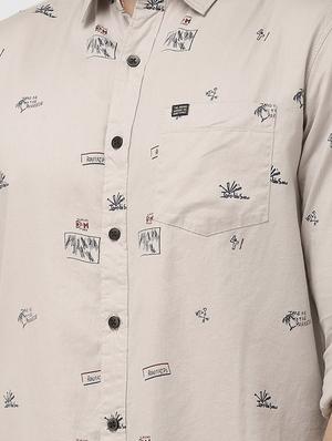 beige printed casual shirt - 16759913 - Standard Image - 5