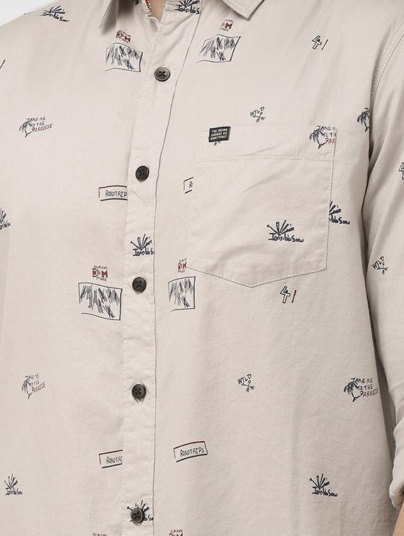 beige printed casual shirt - 16759913 - Zoom Image - 5