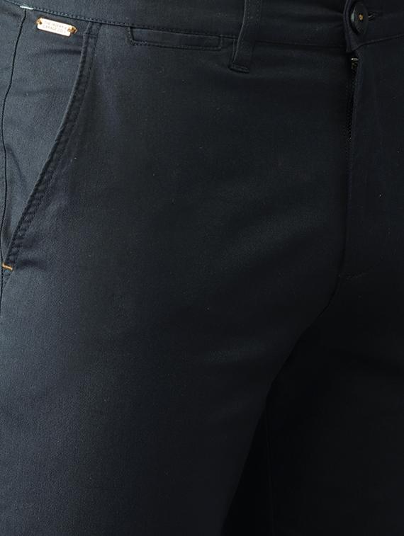 navy blue solid chinos - 16760047 - Zoom Image - 5