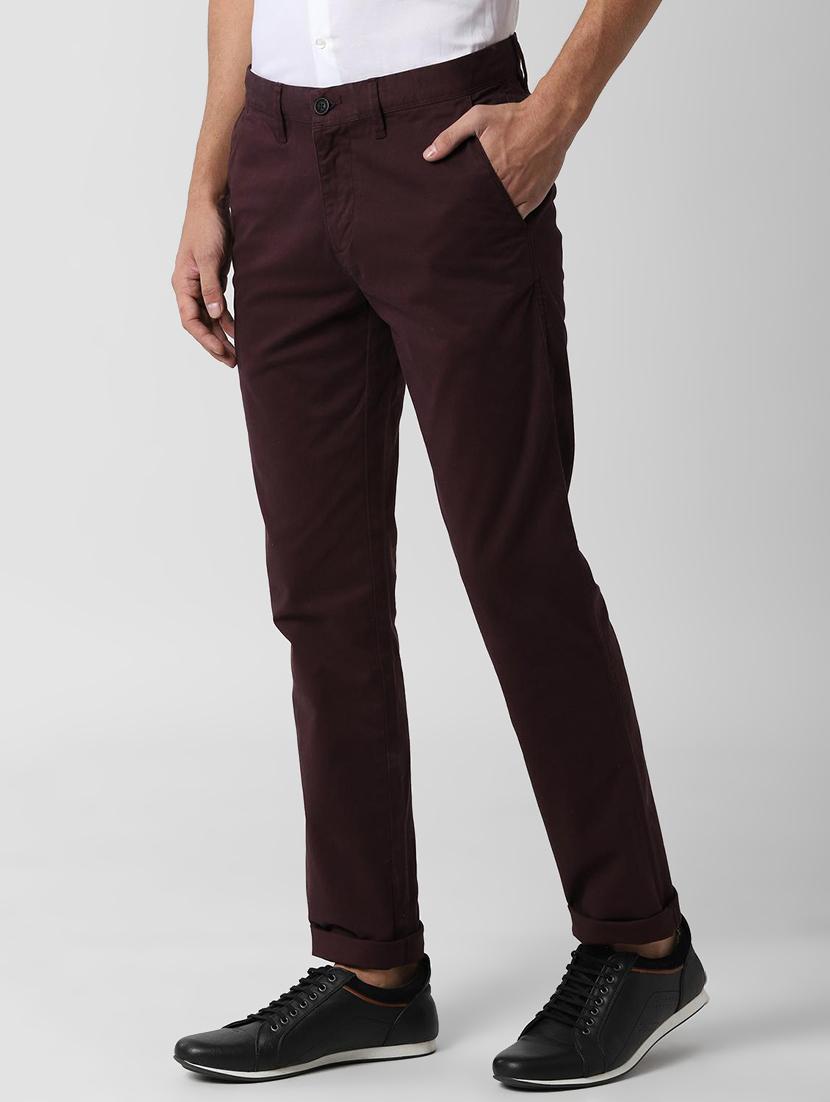 red solid flat front casual trouser - 16761998 - Zoom Image - 2