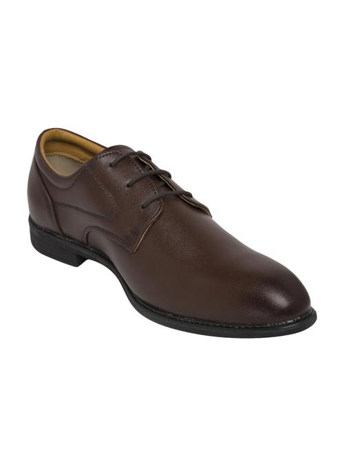brown leatherette lace-up derbys - 16762462 - Standard Image - 1
