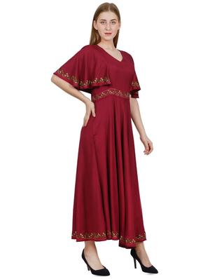 kimono sleeved embroidered a-line dress - 16762945 - Standard Image - 2