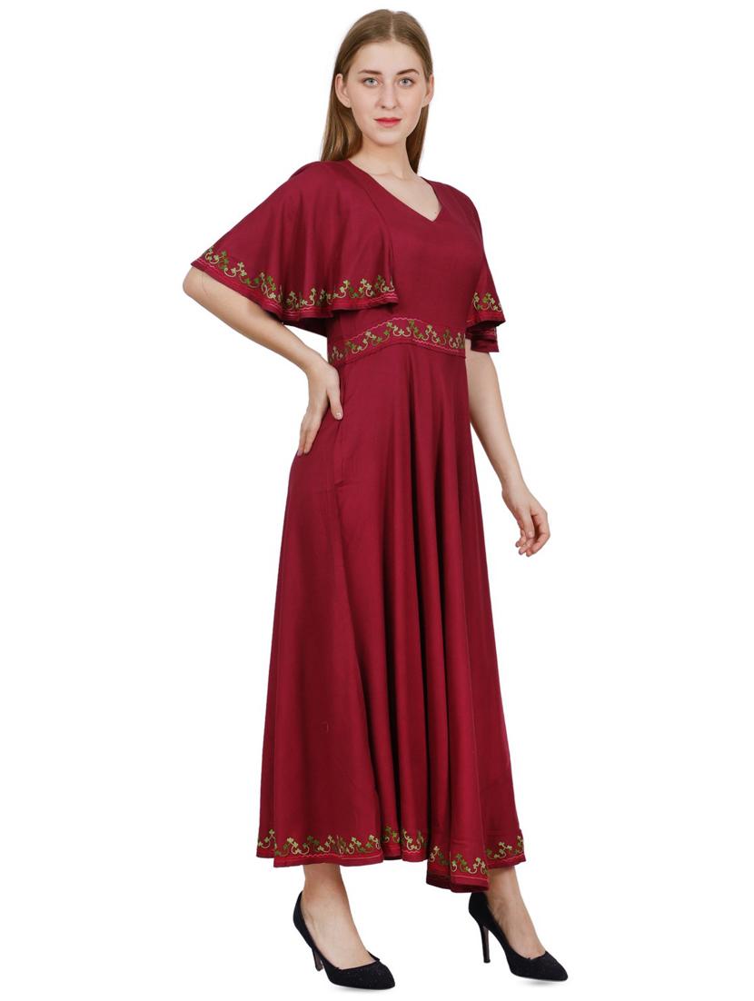 kimono sleeved embroidered a-line dress - 16762945 - Zoom Image - 2