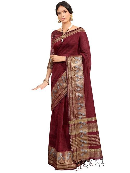 solid bordered kanjivaram saree with blouse - 16763318 - Standard Image - 1