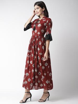 tie up neck bell sleeved maxi dress - 16763514 - Standard Image - 2