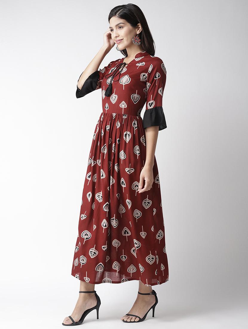 tie up neck bell sleeved maxi dress - 16763514 - Zoom Image - 2