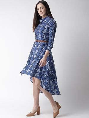 high low snake print belted dress - 16763527 - Standard Image - 2