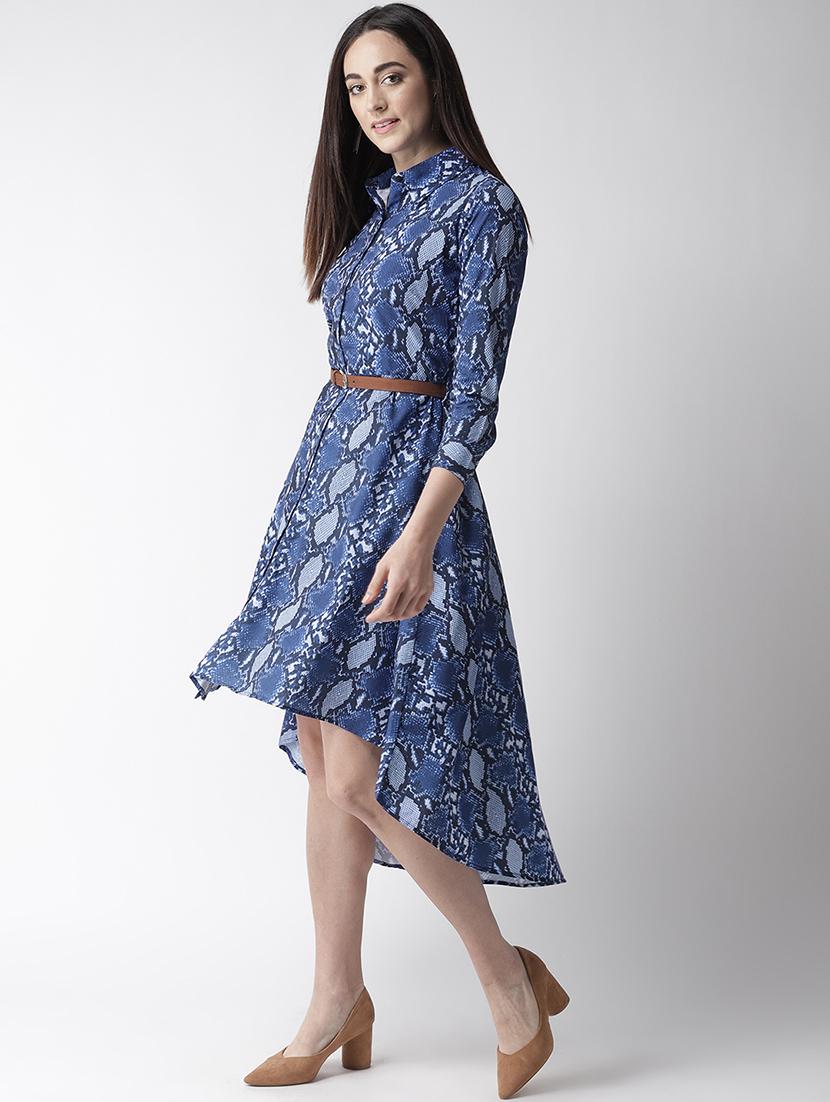 high low snake print belted dress - 16763527 - Zoom Image - 2