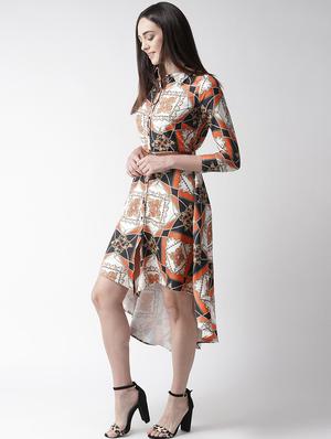 high low printed belted dress - 16763529 - Standard Image - 2