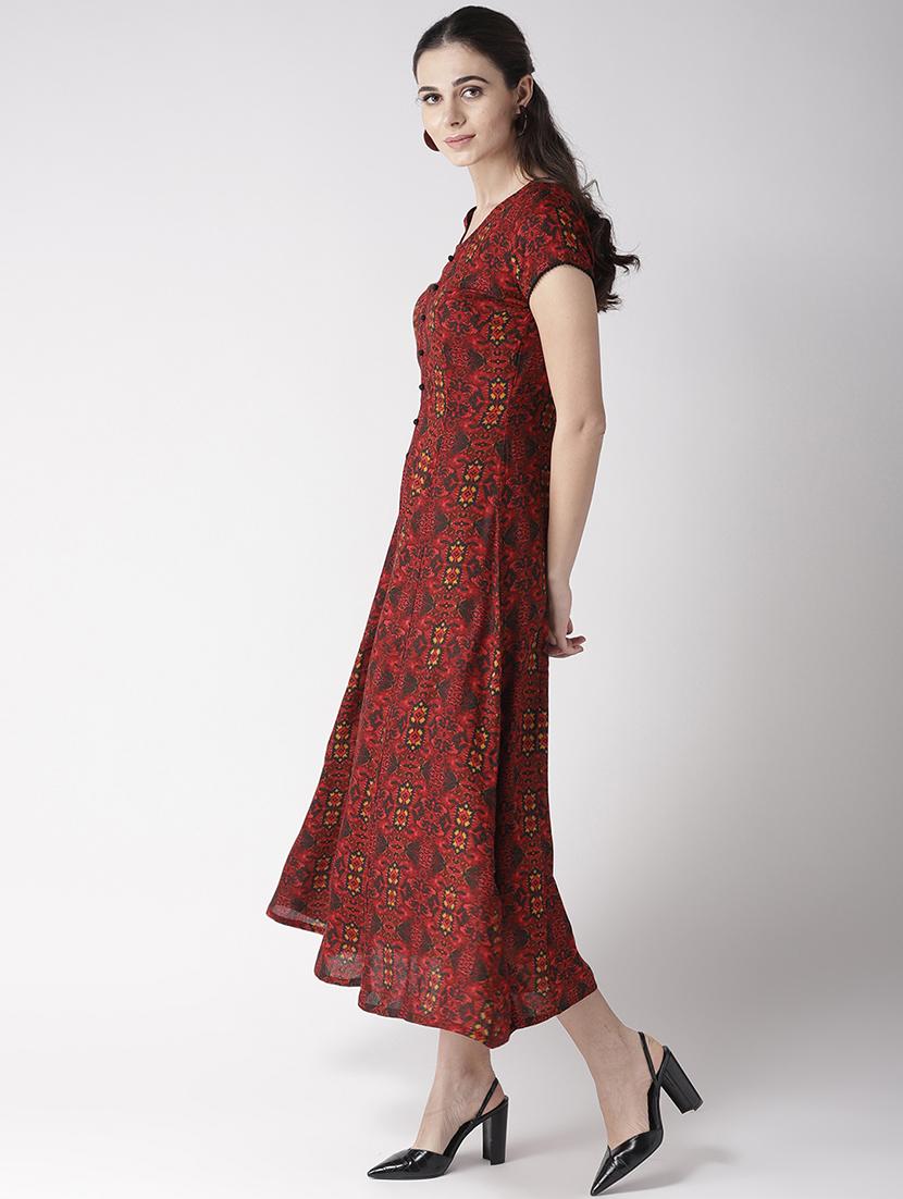 v-neck printed flared dress - 16763531 - Zoom Image - 2