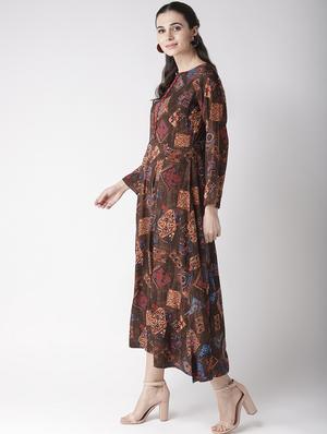 round neck printed maxi dress - 16763536 - Standard Image - 2
