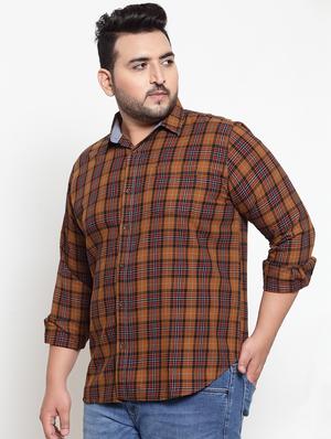 brown checkered casual shirt - 16763629 - Standard Image - 2