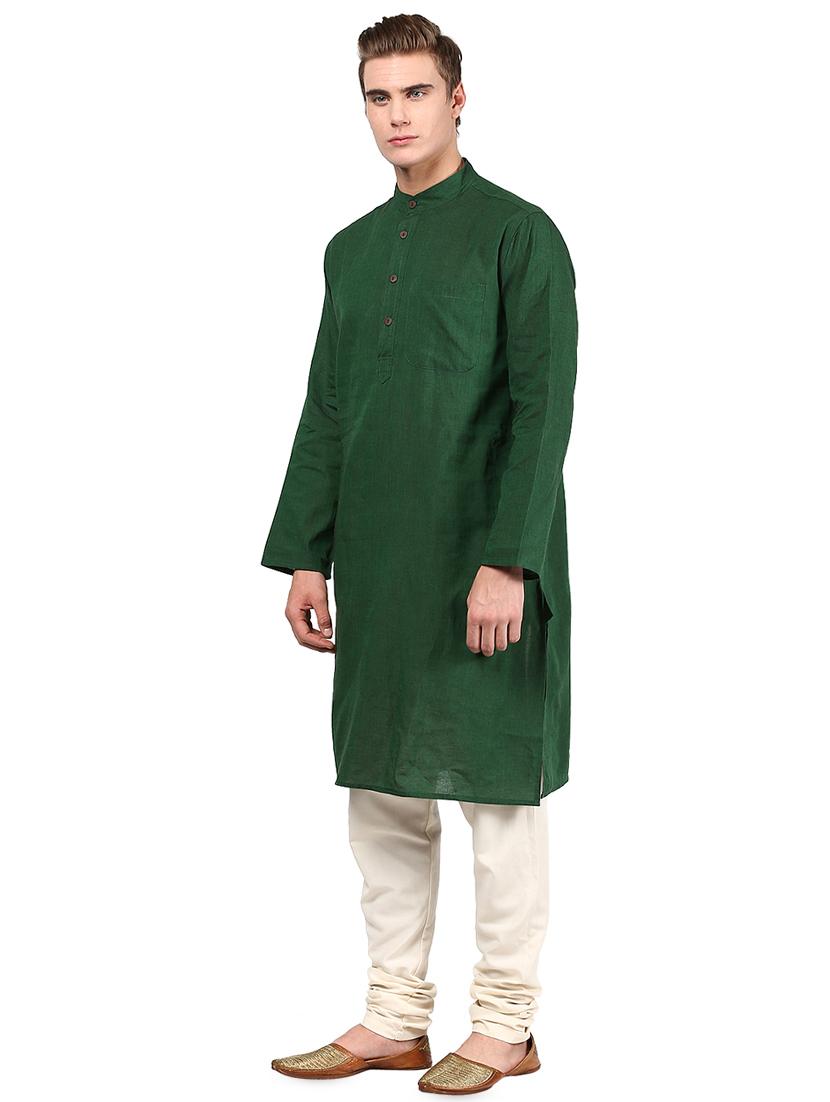 green solid long kurta - 16763825 - Zoom Image - 2
