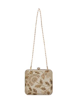 beige faux silk box clutch - 16764046 - Standard Image - 5