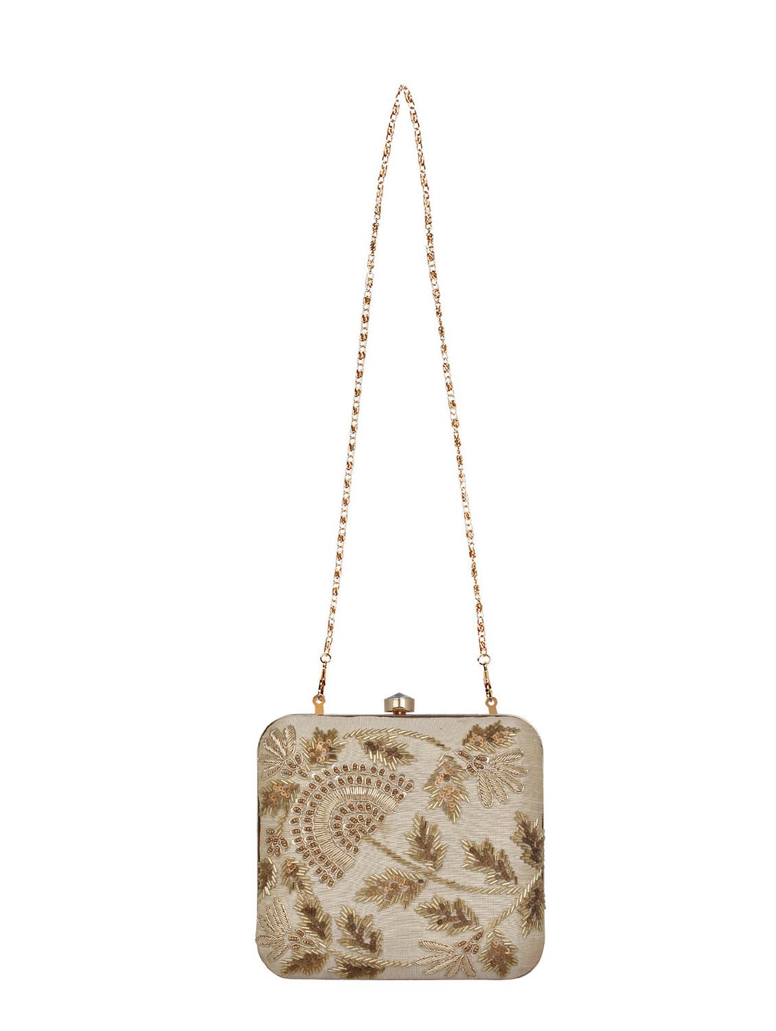 beige faux silk box clutch - 16764046 - Zoom Image - 5