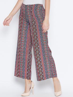 high rise abstract print trouser - 16764346 - Standard Image - 2