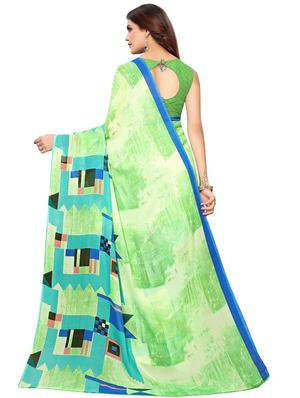 geometric printed saree with blouse - 16764614 - Standard Image - 2