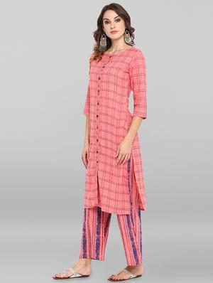 checkered kurta palazzo set - 16765165 - Standard Image - 2