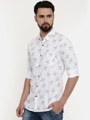 white printed casual shirt - 16765445 - Standard Image - 2