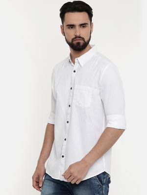 white solid casual shirt - 16765531 - Standard Image - 2