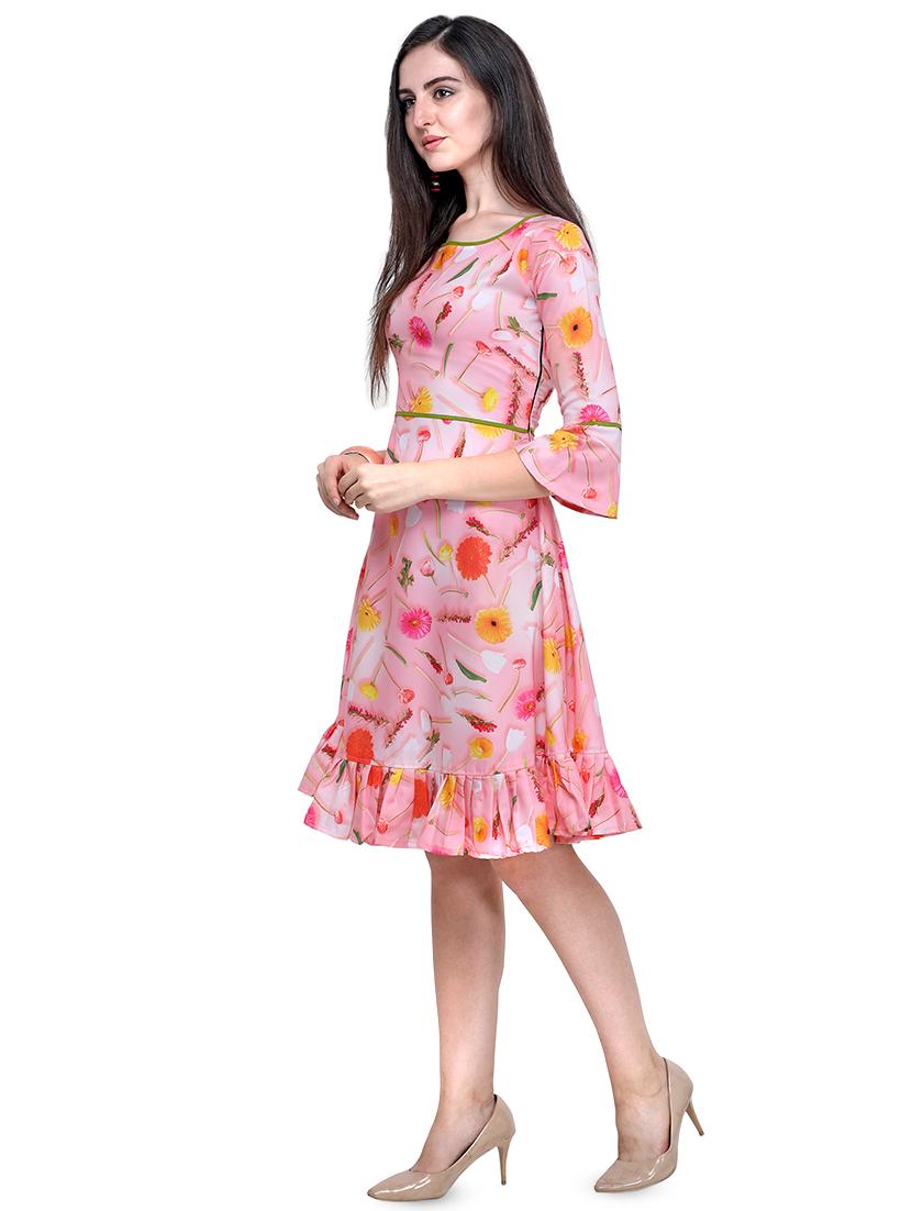 pleated hem floral a-line dress - 16765779 - Zoom Image - 2