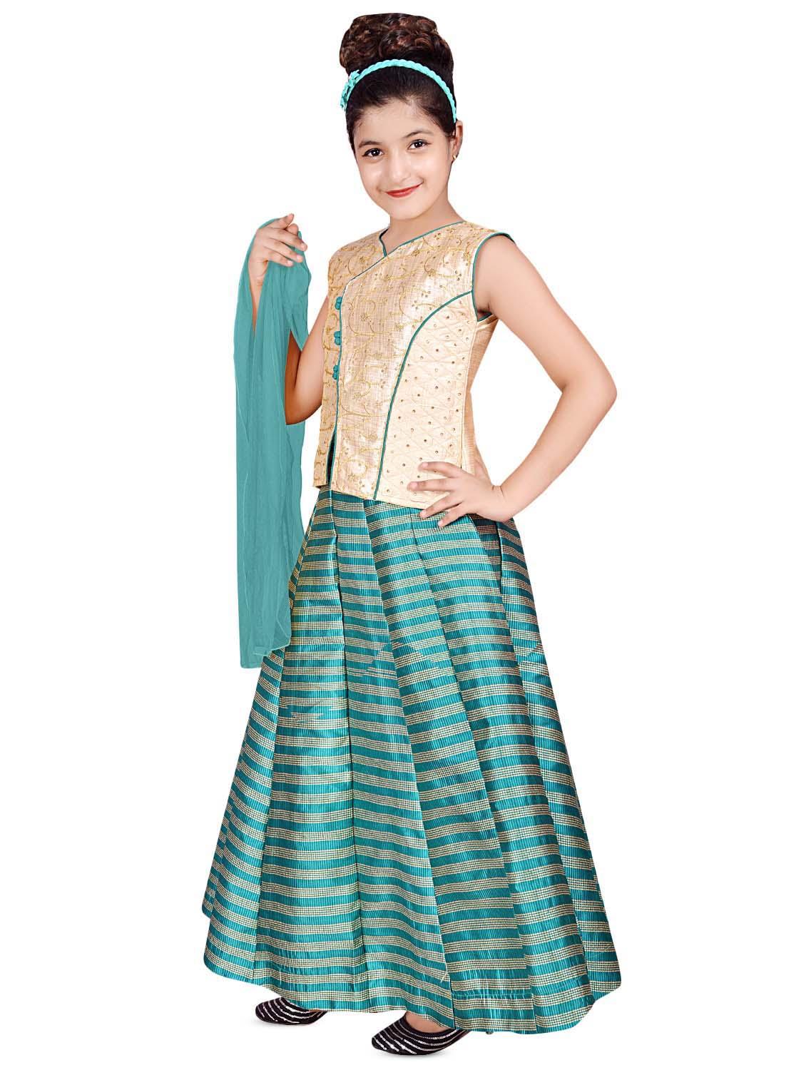 light blue silk blend lehnga choli - 16765920 - Zoom Image - 2