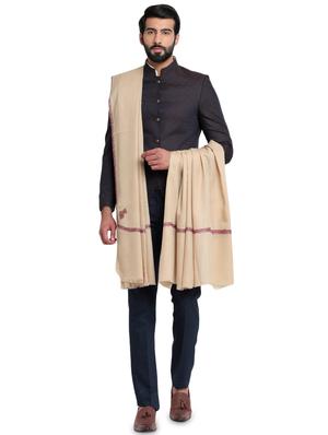 beige solid pashmina shawl - 16766186 - Standard Image - 2