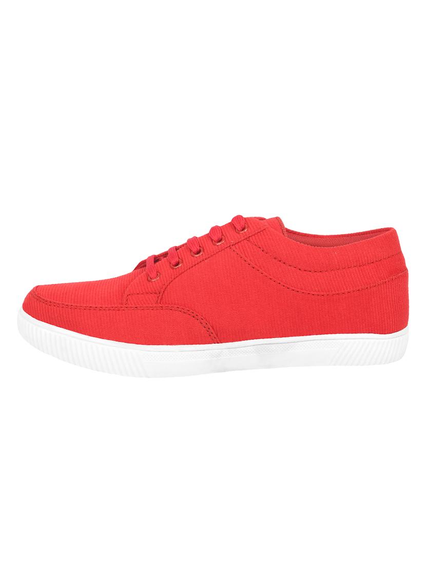 red fabric lace up sneakers - 16767078 - Zoom Image - 2