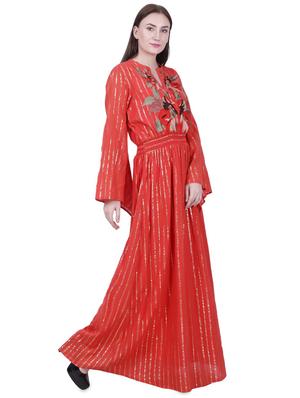 bell sleeved striped maxi dress - 16767120 - Standard Image - 2