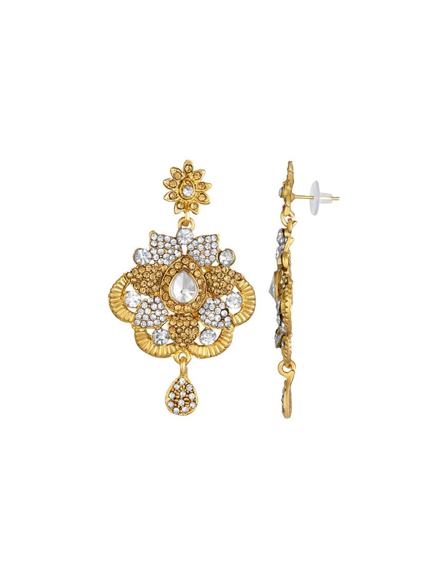 gold brass drop earring - 16767275 - Zoom Image - 2