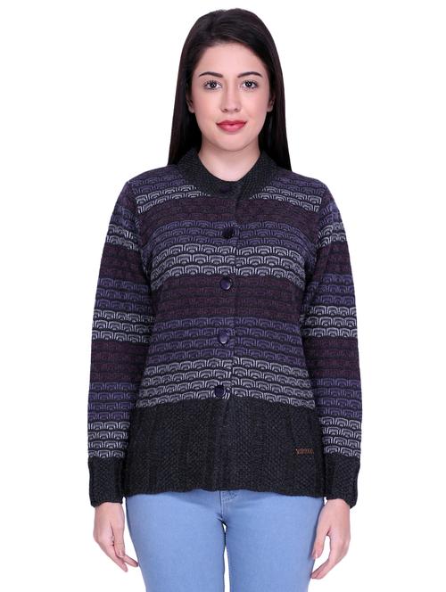 mandarin neck printed cardigan - 16767845 - Standard Image - 1