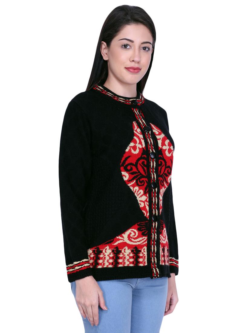 mandarin neck printed cardigan - 16767850 - Zoom Image - 2